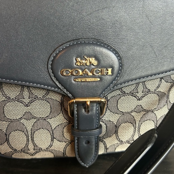 Coach Amelia Saddle Bag in Signature Jacquard Midnight Navy - Picture 2 of 6